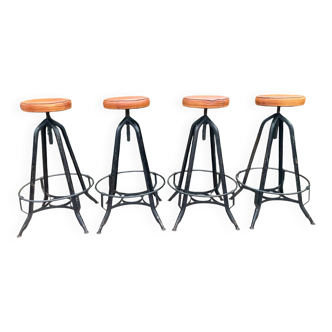 Série de 4 tabourets de bar vintage des années 60
