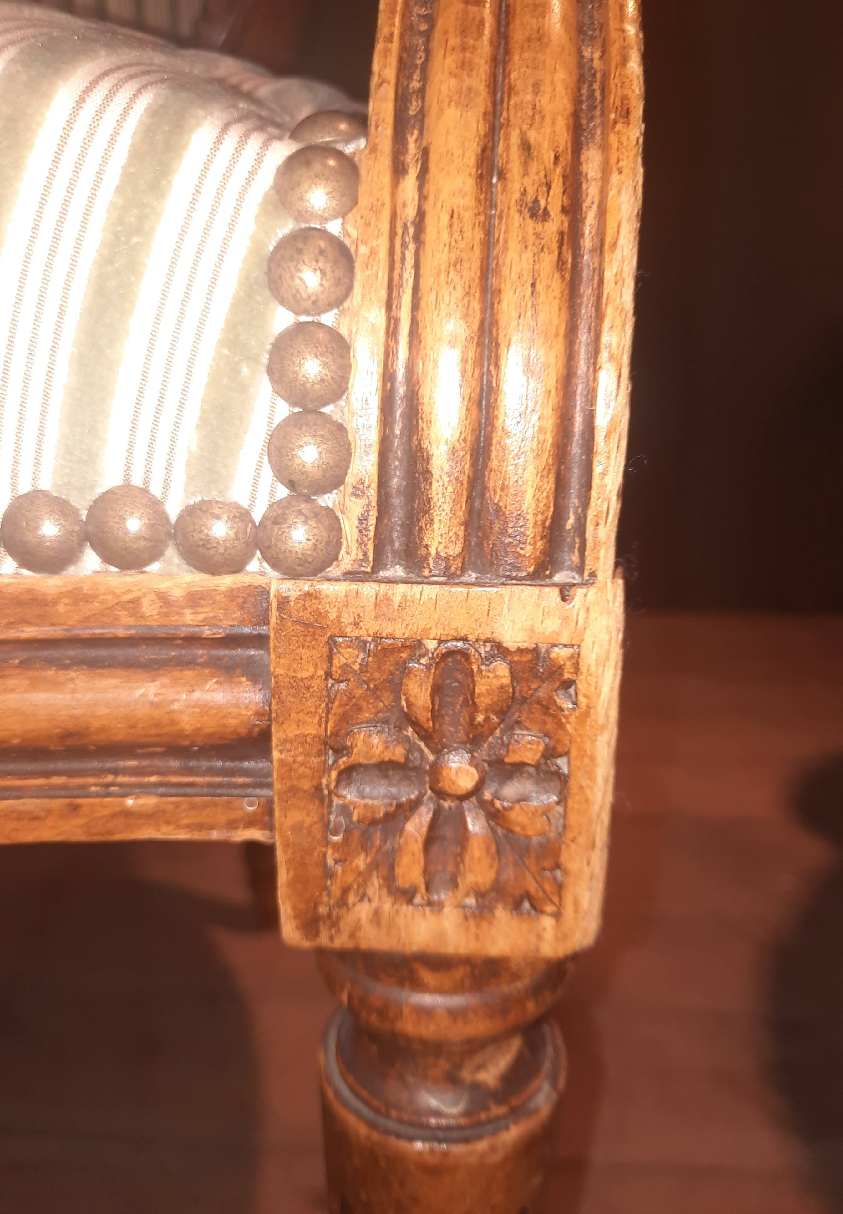 Pair of Louis XVI style medallion armchairs x