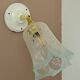 Vintage tulip wall lamp in white and blue frosted glass