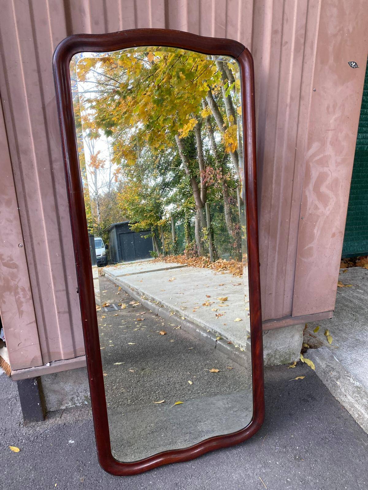 19th century solid mahogany mirror, 58x135cm