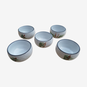 Set of 5 Japanese tea cups 70s