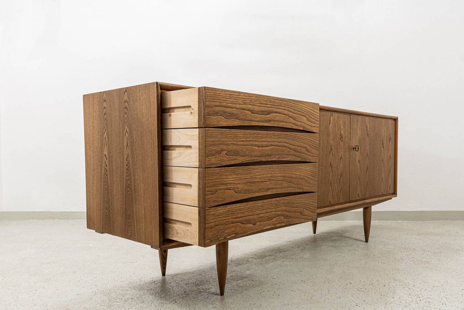 Vintage oak sideboard by Bydgoskie Fabryki Mebli, 1960, Poland