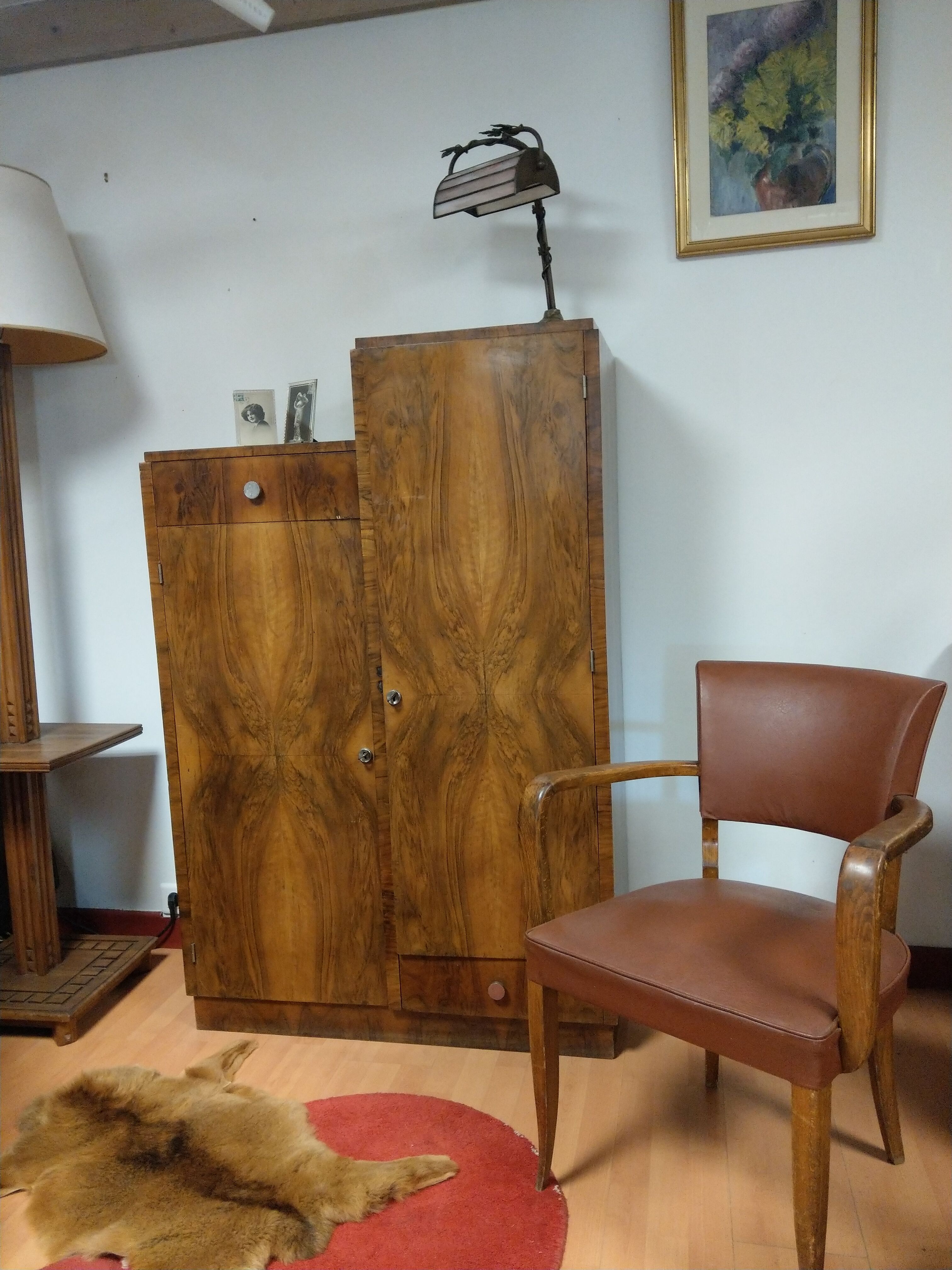Asymmetrical cabinet Art Deco walnut