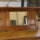 Solid oak coat rack and 2 brass hooks, Art Deco 1930s