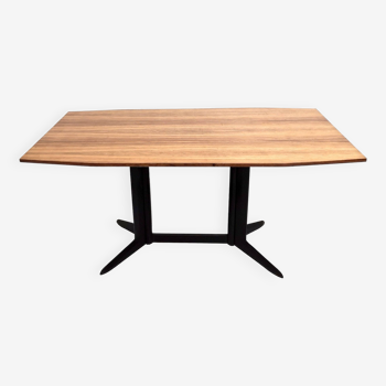 Vintage Dining Table with a Zebra Wood Top and an Ebonized Wood Frame, Italy
