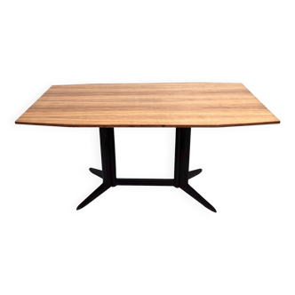 Vintage Dining Table with a Zebra Wood Top and an Ebonized Wood Frame, Italy