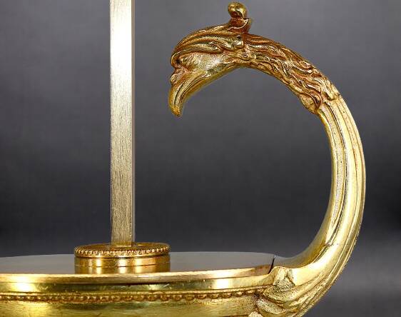 Bronze Gilt Bouillotte Lamp in Directoire Style "Lucien Gau"