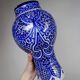 Large Moroccan vase/jar Fez handmade ceramic Khabia 19th-20th century cobalt