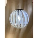 Contemporary transparent and white sphere pendant in murano glass