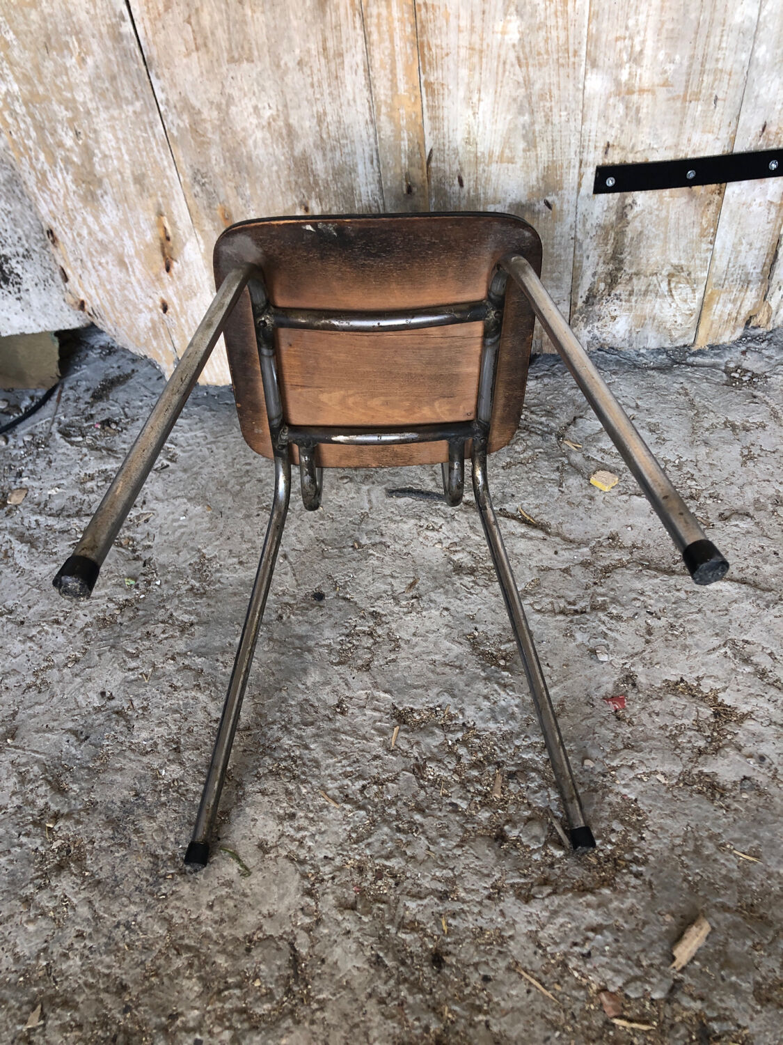 Chaise cuisine en formica vert avec pied metal années 70 vintage #a035