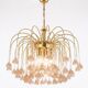 Vintage chandelier rain gold with handmade Murano glass pink flowers.