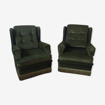 Pair of fringed armchairs