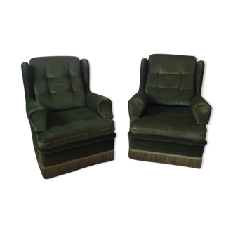 Pair of fringed armchairs
