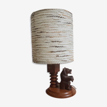 Wooden bear lamp
