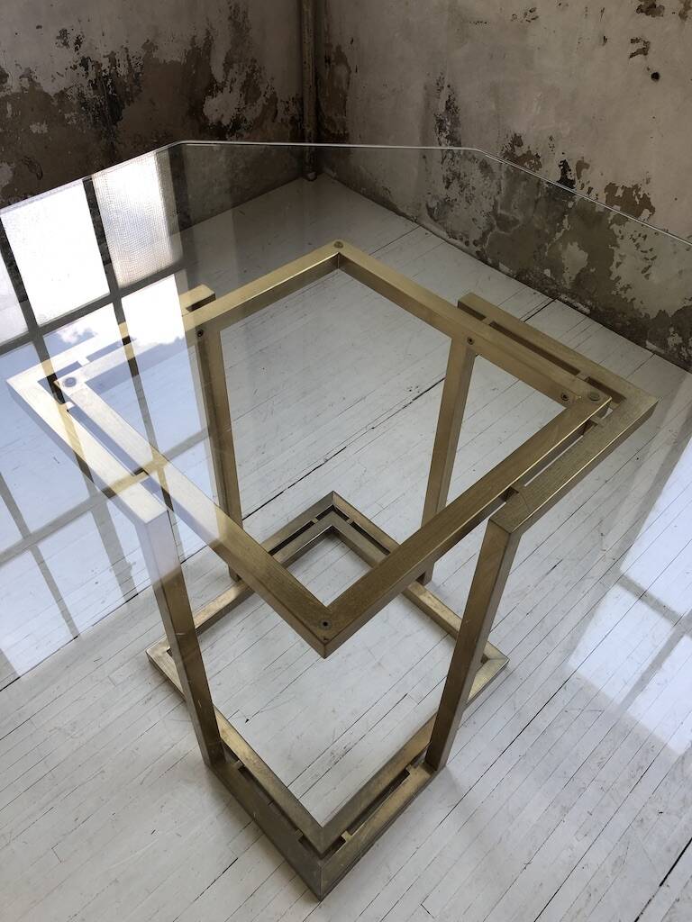 Octagonal table Italy 70 glass and brass