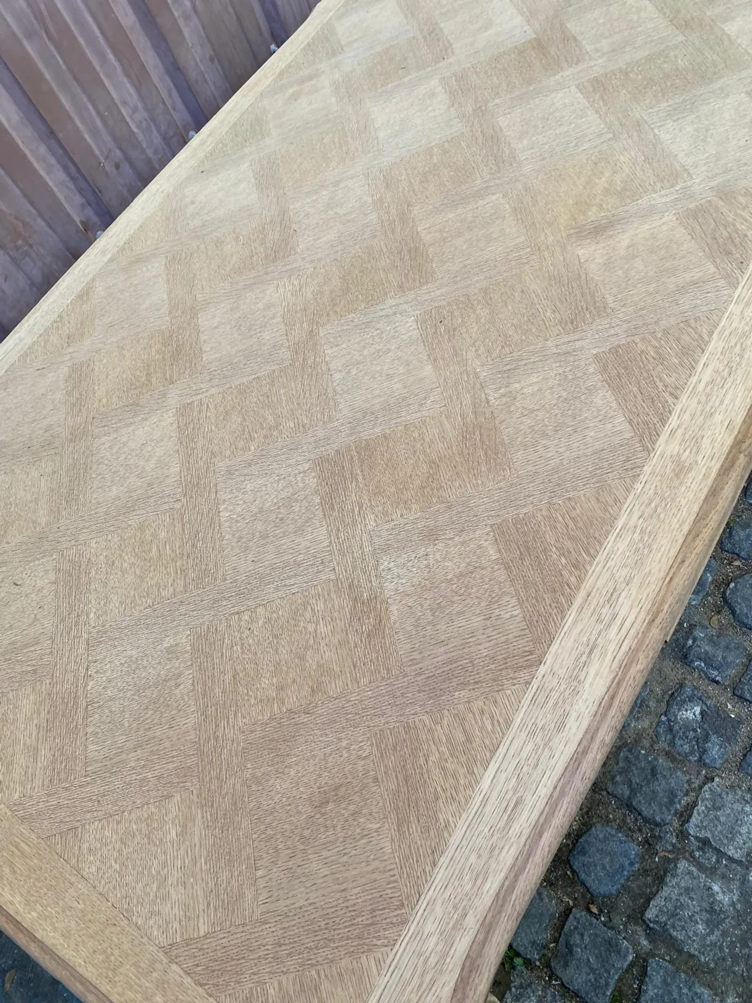 Louis XV dining table stripped in solid oak Versailles parquet 245cm
