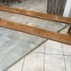 Pair of solid oak farmhouse benches 214cm for rustic table 1950