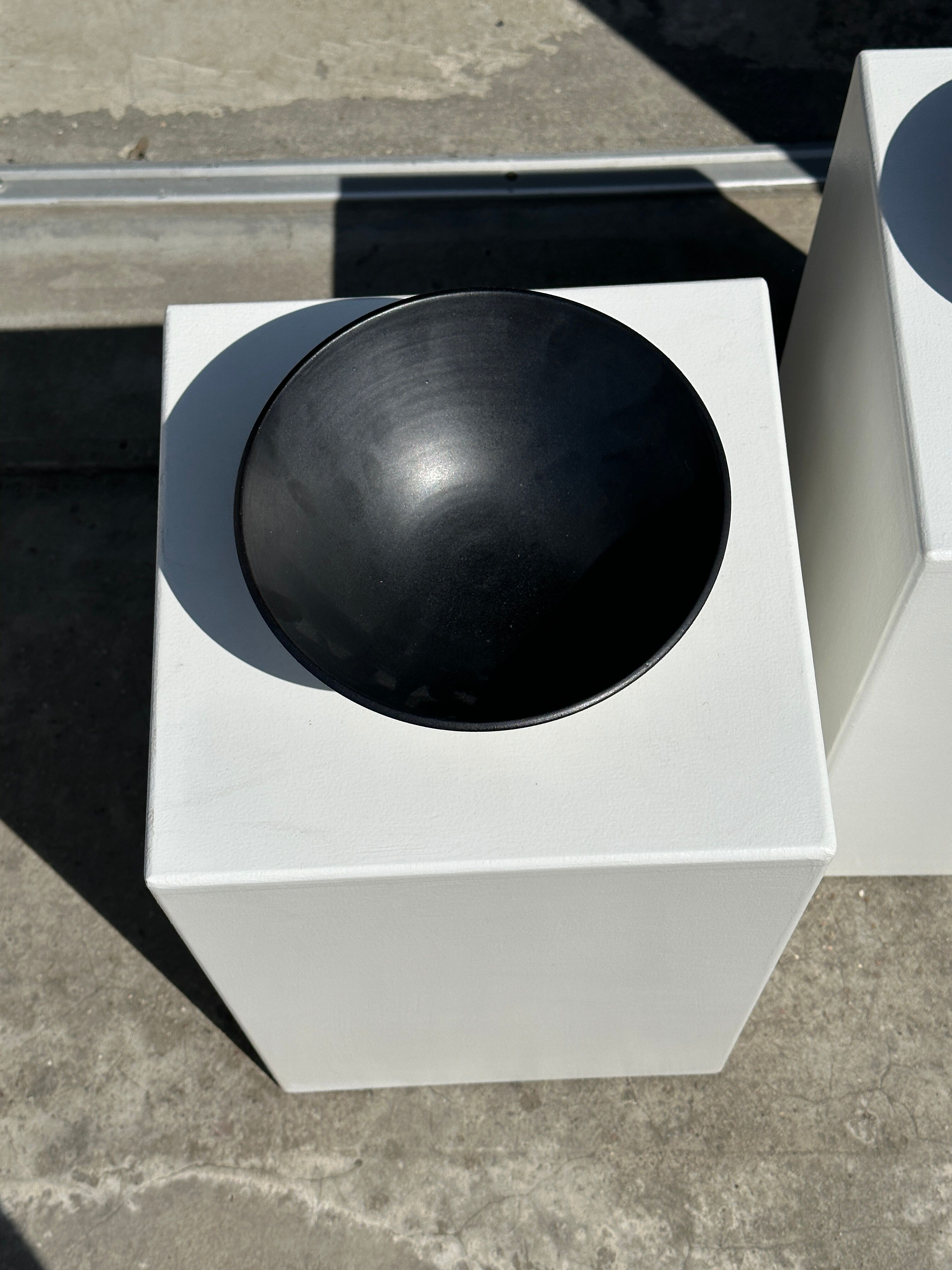 Duo of gray Indonesian ceramic bowls or salad bowls