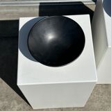 Duo of gray Indonesian ceramic bowls or salad bowls