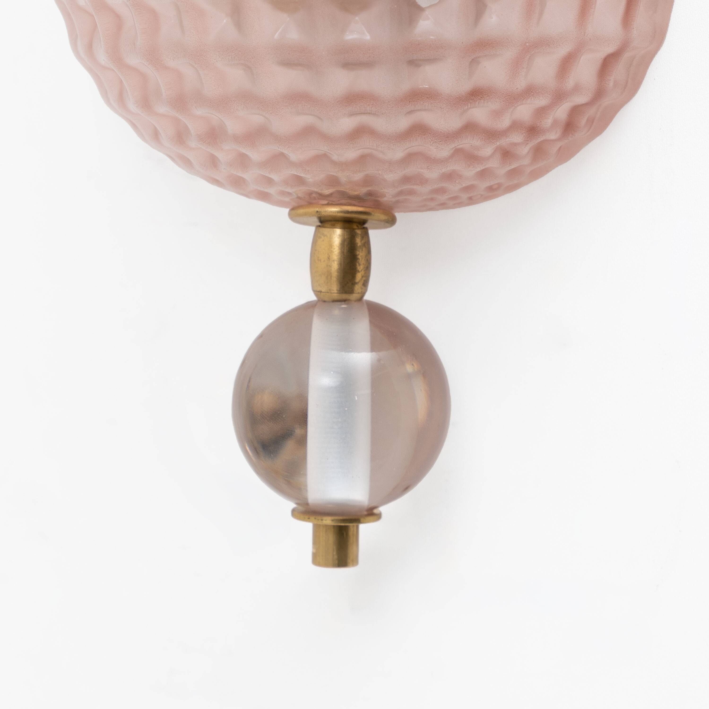 Pair of Art Dèco Style Italian Murano Glass and Brass Sconces