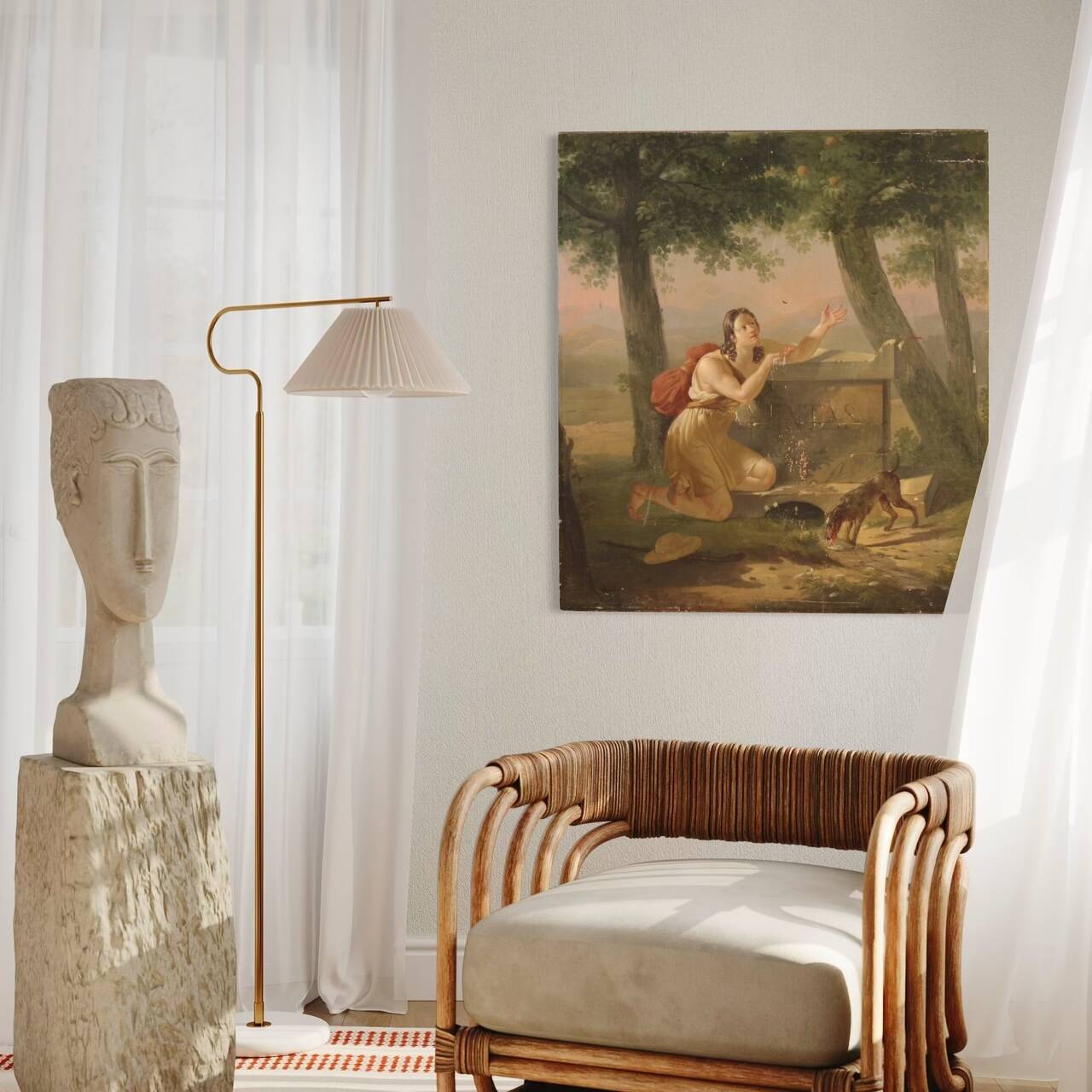 Large 19th century neoclassical painted panel