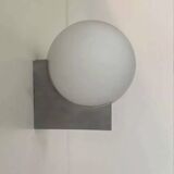 Paire d’appliques en métal brossé et opaline, France 1970