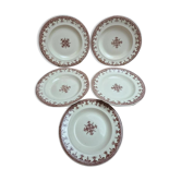 Set of 5 deep plates Terre de Fer Clairefontaine Rouen sepia 19th century