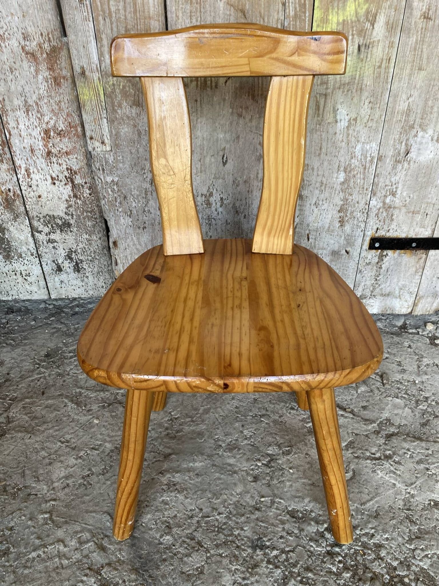 Vintage Brutalist Wooden Bistro Chair #E036