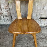 Vintage Brutalist Wooden Bistro Chair #E036