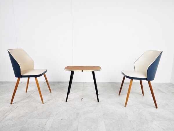 Paire de fauteuils vintage avec table Belgique des années 1960