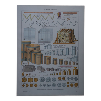 Original lithograph on the metric system