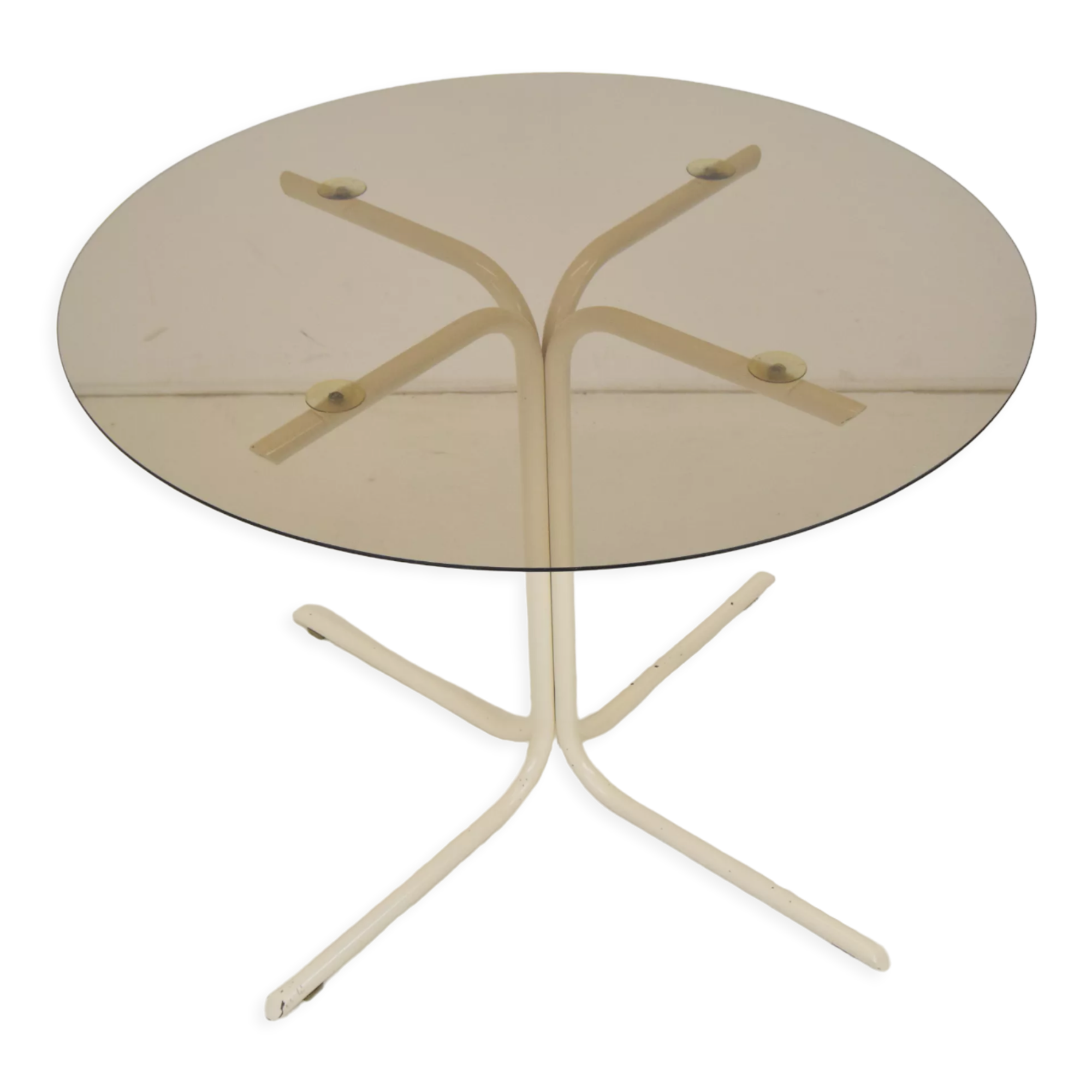 Round dining table,Metal and Glass,1970's.