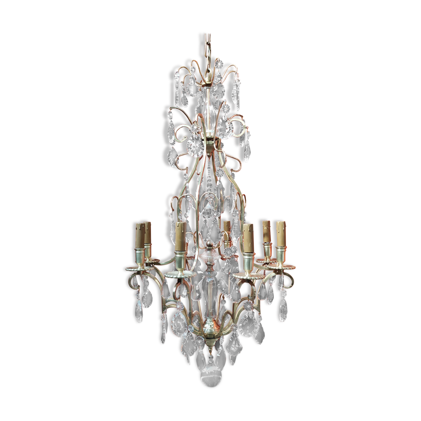 Chandelier crystal stamp cage, eight points of light