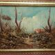 Oil painting on faesite landscape signed "DE BONI" 60s with frame