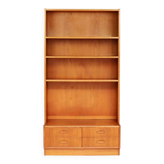 Teak bookcase with drawers