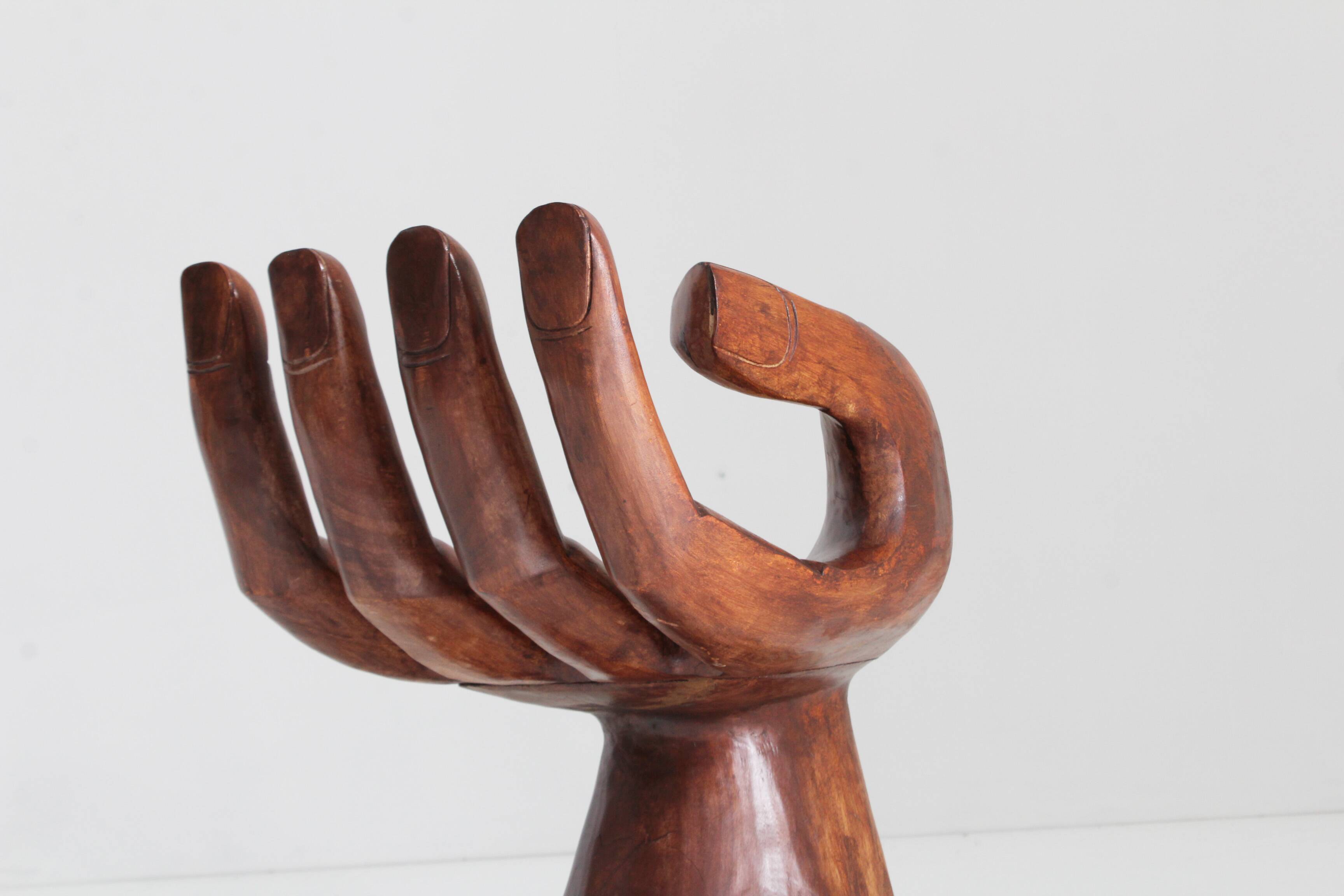 Sculptural wooden hand chair