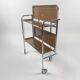Chrome and laminated wood folding serving trolley, 1950