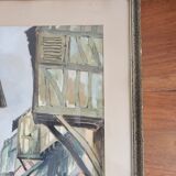 Watercolor framed half-timbered houses