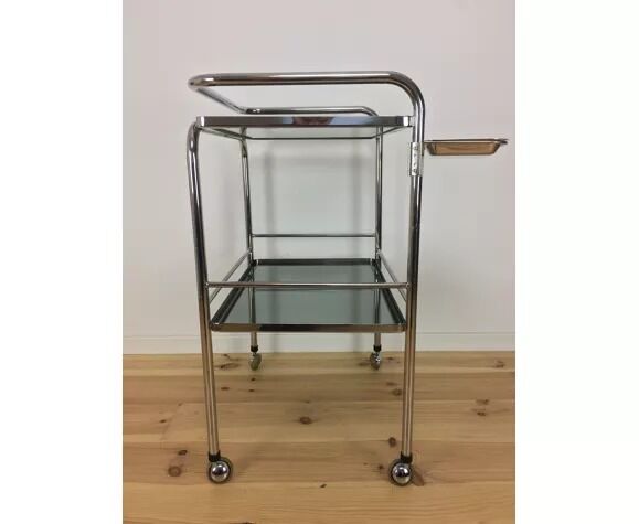 1970 chrome and smoked glass service, professional furniture, industrial style