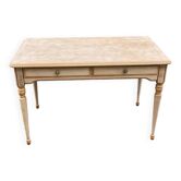 Bureau présidentiel style Louis XVI rénové en bois brut 120cm