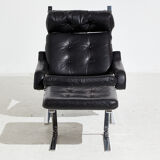 Fauteuil en cuir avec pouf de Reinhold Adolf pour Cor mk9220