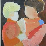 Hans Osswald (1919-1983), Swedish Figurative Abstract Painting, 1960s, Oil on Canvas
