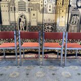 Suite of 4 velvet and chrome chairs 1970