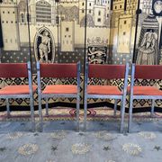 Suite of 4 velvet and chrome chairs 1970