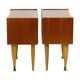 Pair of vintage wooden bedside tables hinged door conical 1960s design