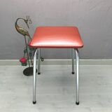 Set of 2 brown leatherette stools