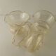Set of 3 Vintage Glass Bell Shades in Smoked Amber Glass with Scroll Motif 5596