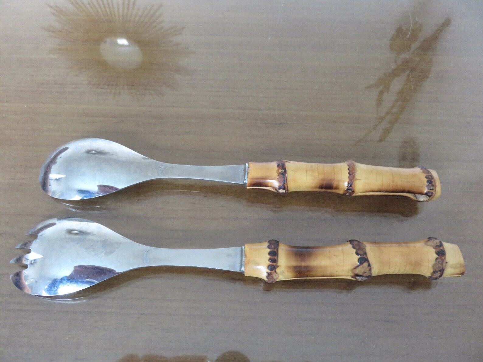 Bamboo sleeve salad cutlery 50s 60s