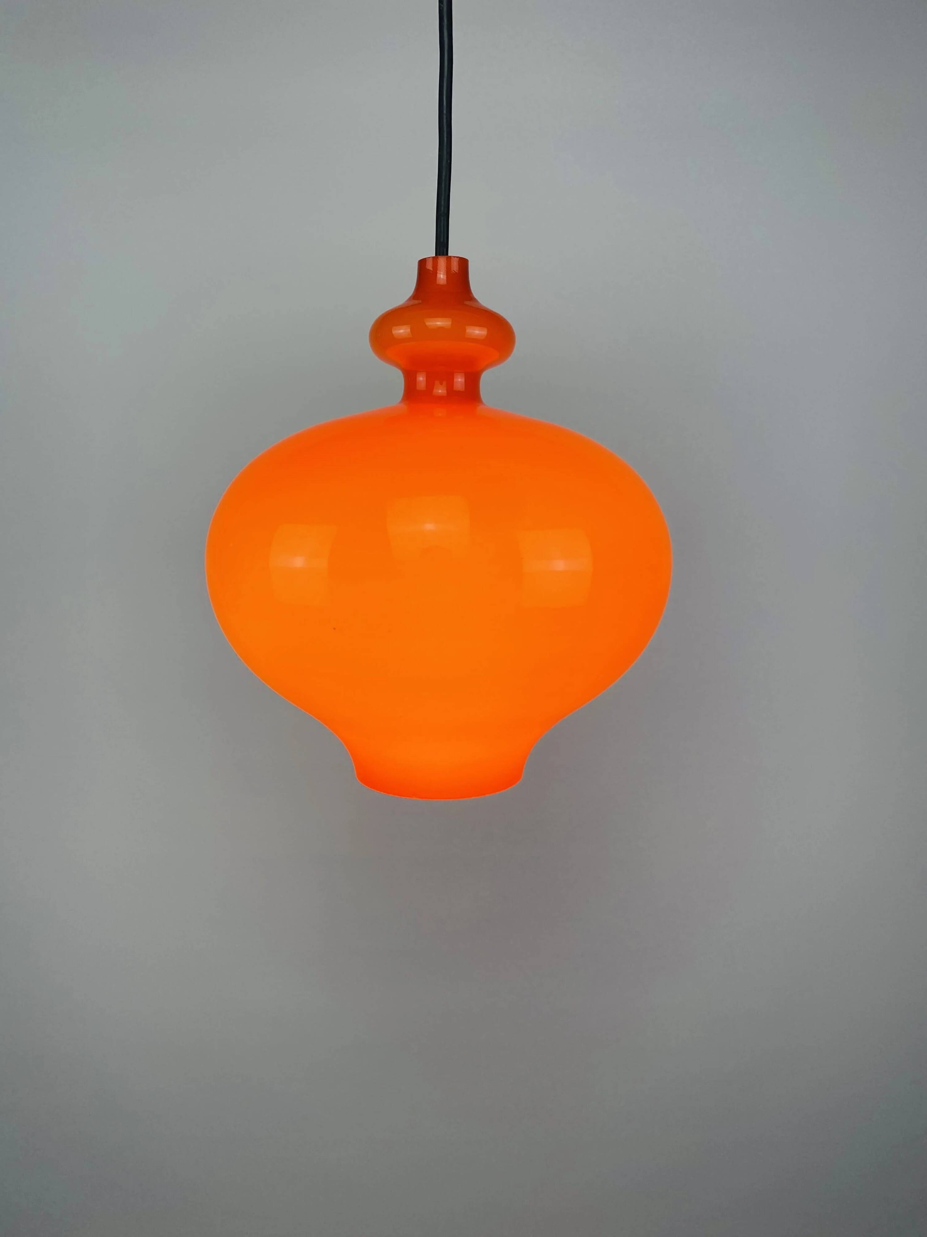 Orange glass suspension light Swedish Oplight by Hans Agne Jakobsson for AB Markaryd