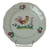 Luneville Saint Clement earthenware plate decorated with rooster late 19th century